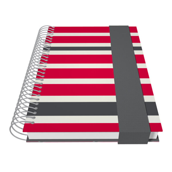 Notizbuch Mucho A5 red/grey stripes