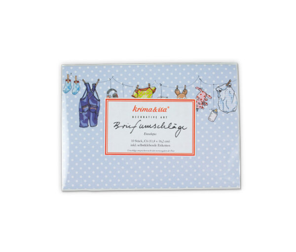 Briefumschlag Wäscheleine blau