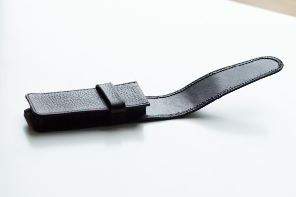 Leder Stecketui 2tlg - Schwarz