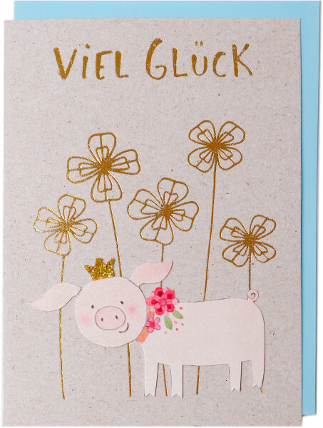 Karte Glückstier – Schwein