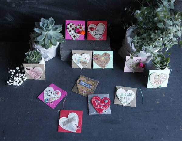 Mini Herz Kärtchen – Viel Glück