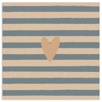 Servietten Organics – Herz Streifen, Grau