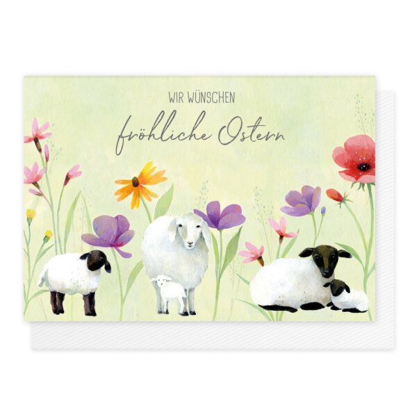 Doppelkarte Schafe Frohe Ostern