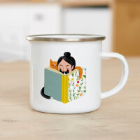Emaille - Reisebecher Bücher Lady
