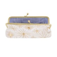 Kosmetiktasche Baumwollsamt Clip creme mit goldfarbenen...