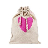 Geschenksack Baumwolle ORGANICS Herz Pink