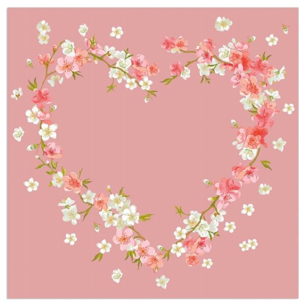 Servietten - Blütenherz - Rosenholz