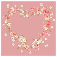 Servietten - Blütenherz - Rosenholz