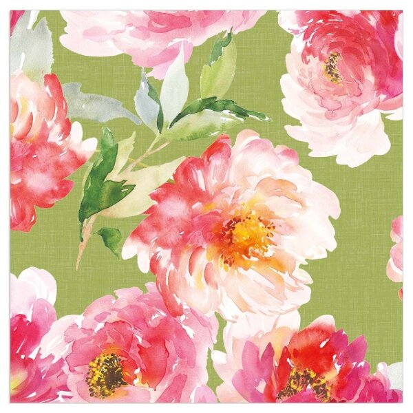 Servietten - Aquarellblüten - grün