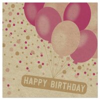 Servietten Organics – Happy Birthday Luftballons pink