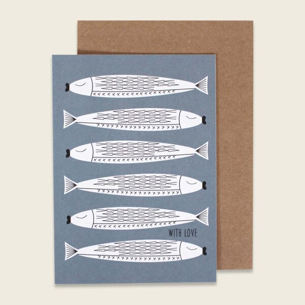 Klappkarte Fische blau “With Love”