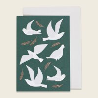 Klappkarte Tauben, meeresgrün