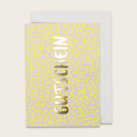 Klappkarte Gutschein - Punkte, gelb, rose mit Goldeffekt