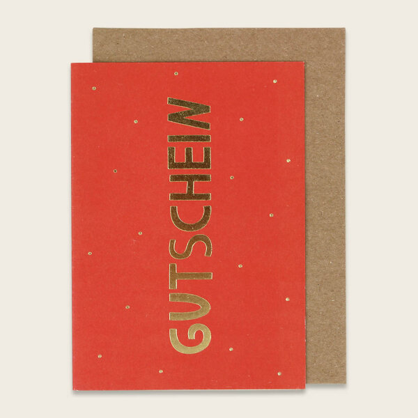 Klappkarte “Gutschein”-  mit Goldfolie, rot