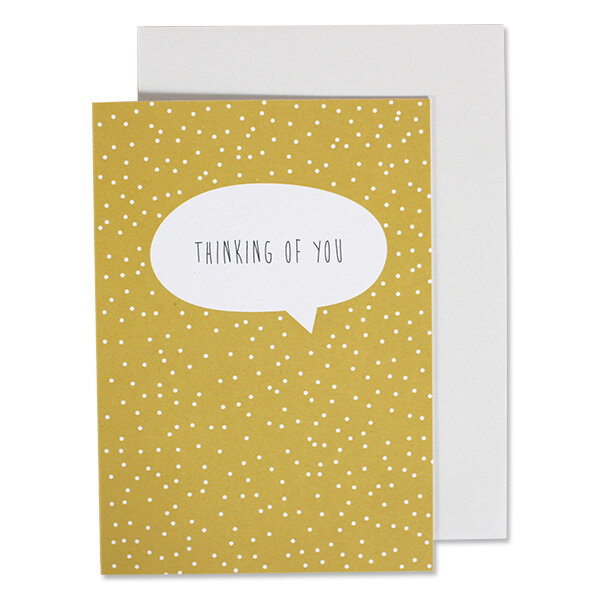 Klappkarte Thinking of You - gelb mit weissen Pünktchen
