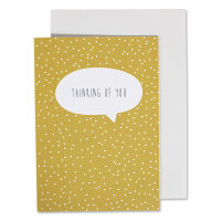 Klappkarte Thinking of You - gelb mit weissen Pünktchen