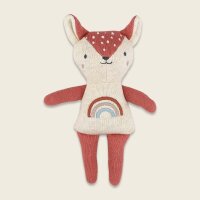 Babyrassel Reh mit Regenbogenshirt, natur/rose