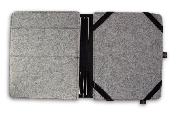 TB iPad Leder/Filz +3Klammern – grau