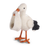 Storch mit Baby aus Filz