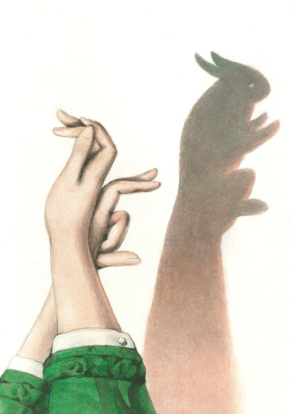 Bomo Klappkarte mit Kuvert - Hasen Schattenspiel