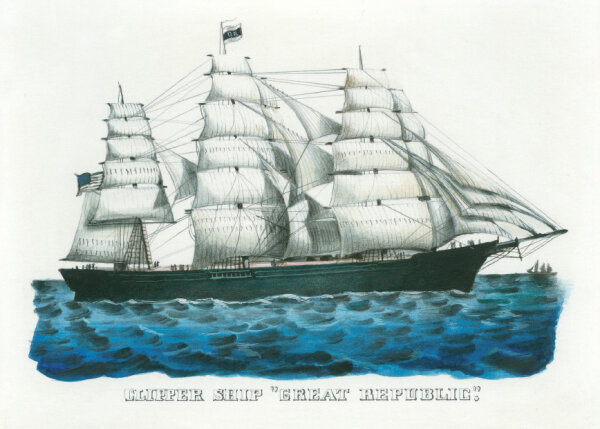 Bomo Klappkarte mit Kuvert - "Great Republic" Clipper Boot