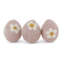 Filz rosa Ostereier mit Blümchen - 3er Set