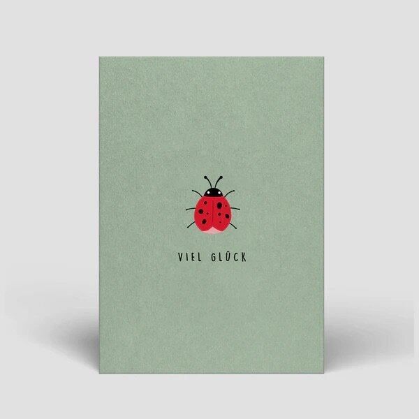 Postkarte Viel Glück Marienkäfer