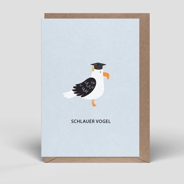 Klappkarte "Schlauer Vogel"