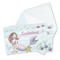 Einladungskarten Meerjungfrau Postkartenset