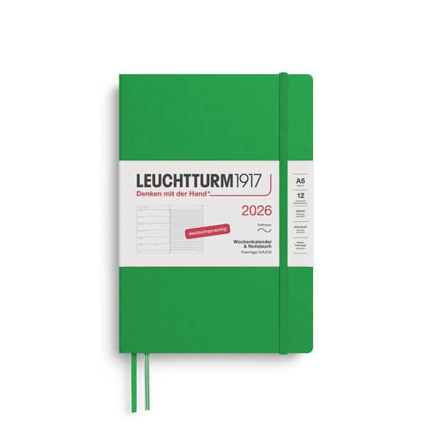 Wochenkalender & Notizbuch medium A5 2026 spring leaf