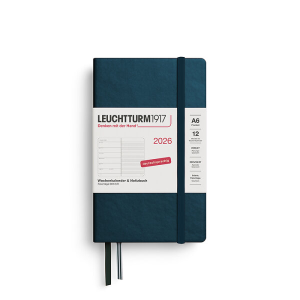 Wochenkalender & Notizbuch Pocket (A6) 2026, hardcover, Deep Sea