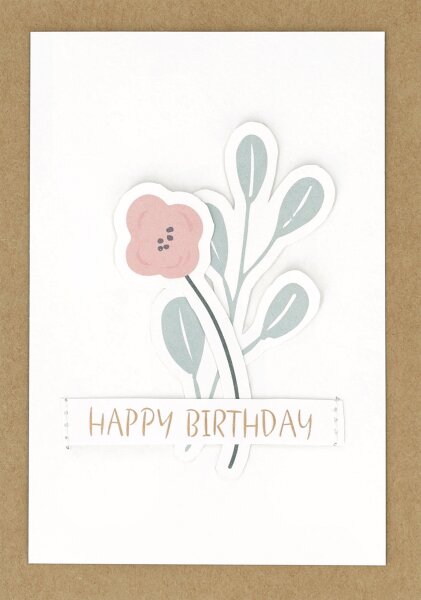 Klappkarte Happy Birthday - Blumen