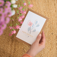 Klappkarte Happy Birthday - Blumen