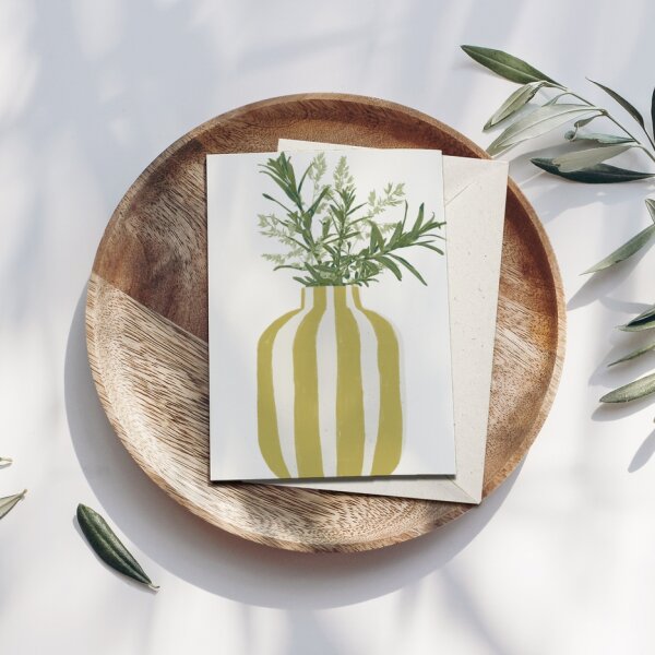 Klappkarte - "Vase gestreift" mit Umschlag