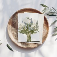 Klappkarte "Blumenstrauß blau" mit Umschlag