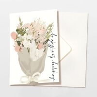 Klappkarte "Happy Birthday rosa Blumen" mit Umschlag