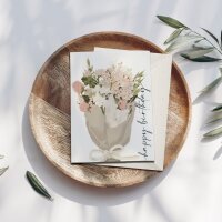 Klappkarte "Happy Birthday rosa Blumen" mit Umschlag
