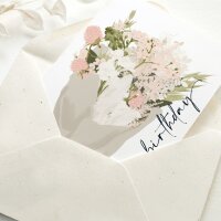Klappkarte "Happy Birthday rosa Blumen" mit Umschlag