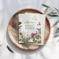 Klappkarte "Geburt mit Blumen" mit Umschlag
