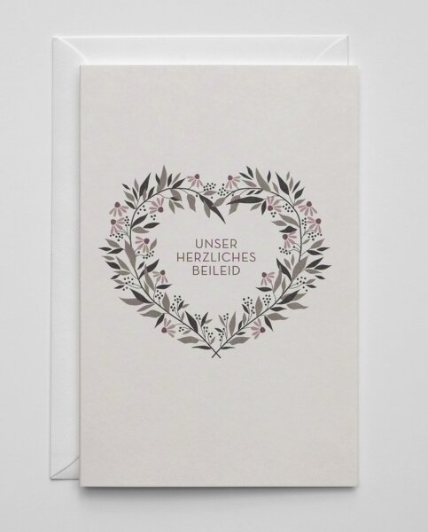 Blätterherz Trauerkarte