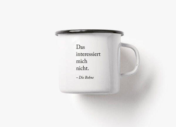 Tasse aus Emaille "Die Bohne"